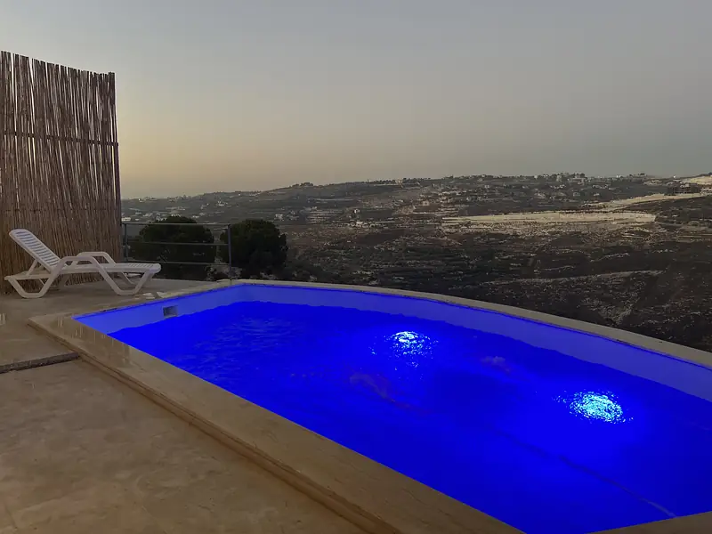 Sunset over the terraced valley from the terrace